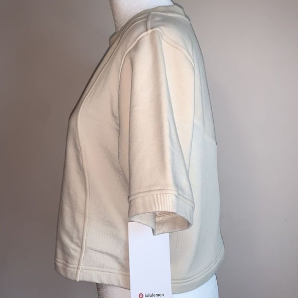 Lululemon Crop Top Shirt Size 6 New Cotton French Terry Swift Tee Neutral - Picture 6 of 7